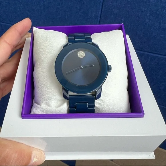 Movado Bold Evolution Quartz Blue Dial Ladies Watch 36mm Monochrome - Picture 3 of 11